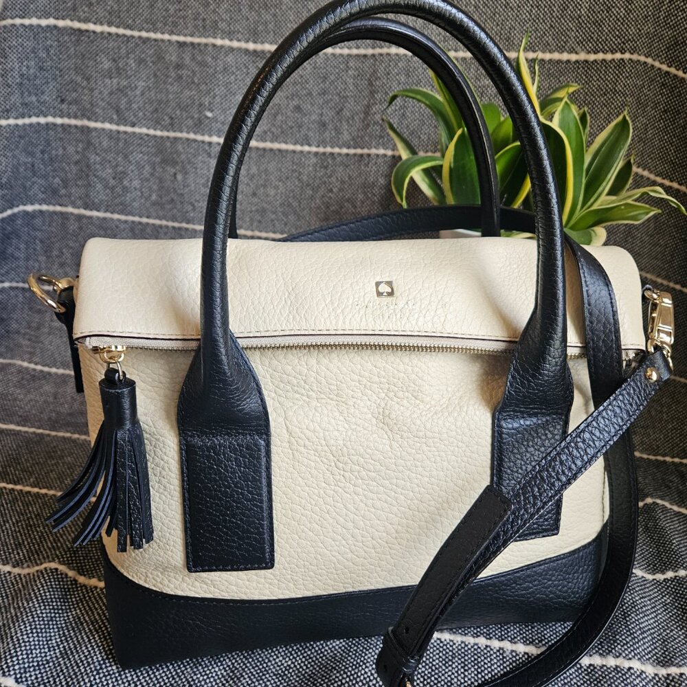 kate spade Southport Ave Carmen Satchel - Cream and Black Colorblock